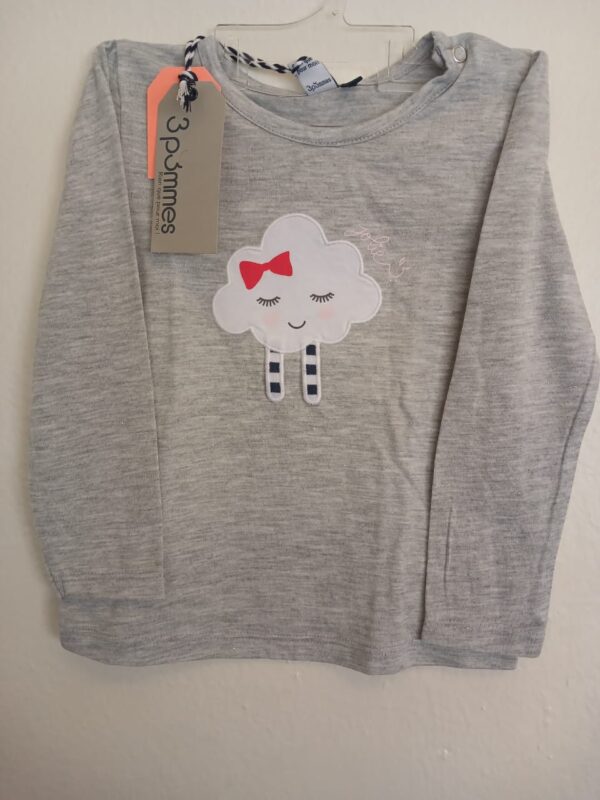 3 Pommes T-Shirt Manches Longues-Gris - 12/ 18 Mois-Coton Doux