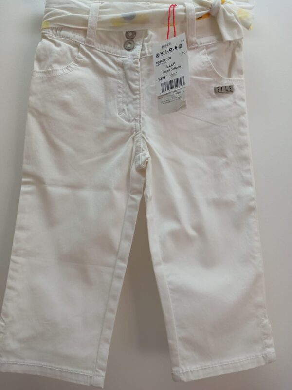 Pantalon Elle Kids blanc avec Ceinture Motifs