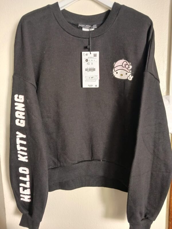 Sweat- Hello Kitty- Noir - Motifs Devant et Dos- XS