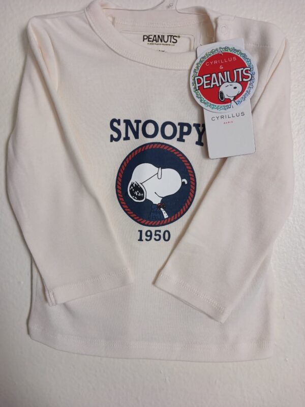 T-Shirt Cyrillus & Peanuts -18 mois- Ecru avec Snoopy sur Devant