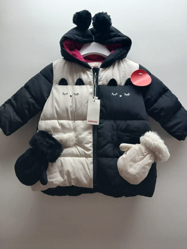 Doudoune Catimini noire et blanche-Intérieur Fushia- 12mois