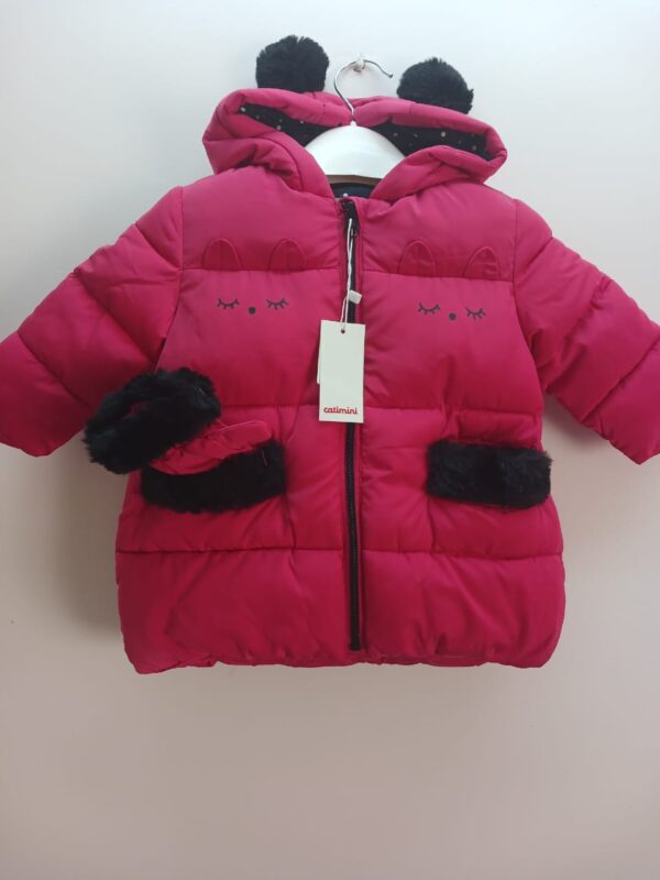 Doudoune-Catimini fushia doublure à Pois-9 mois