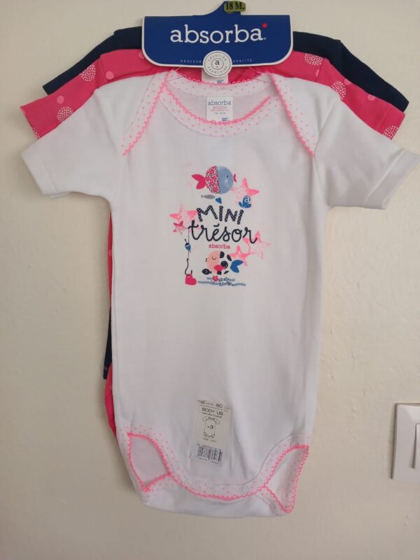 Lot de 3 Bodies-Absorba - 18 Mois- 100% Coton
