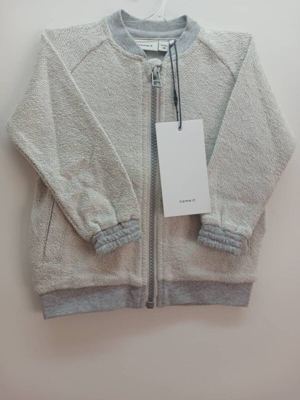 Gilet Name it -68 cm- Gris Zippé avec Fil Argenté