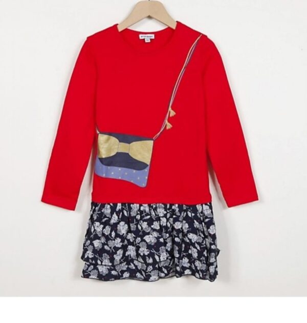 Robe- Miniman-haut rouge- bas noir et blanc- 4ans