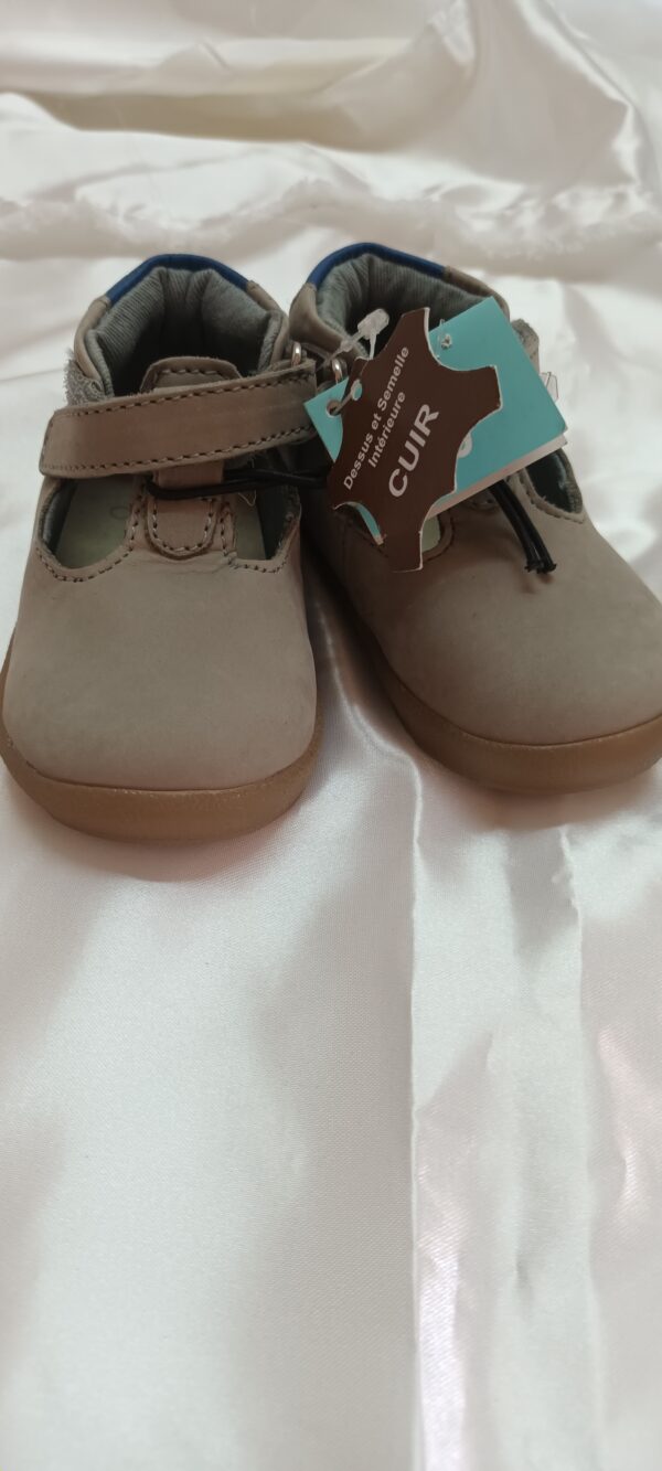 chaussures bébés cuir  gris et bleu