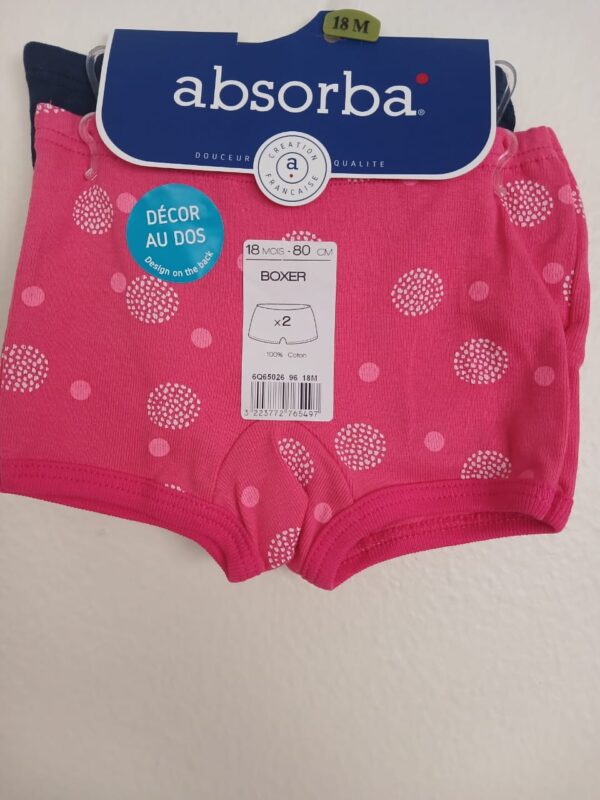 Lot de 2 Boxers Absorba-18 Mois- 100% Coton