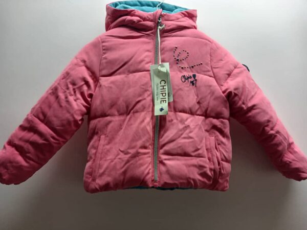 Doudoune-Chipie- Réversible- Vert- Rose- 3 / 4 ans