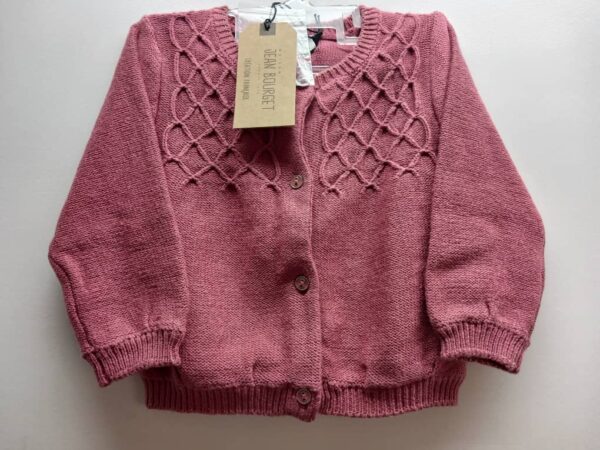 Gilet- Jean Bourget- Rose buvard- 12 Mois