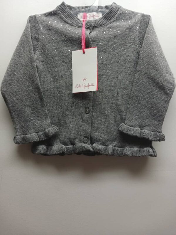Gilet- Lulu Gaufrette- Gris avec Petits Brillants- 6 Mois
