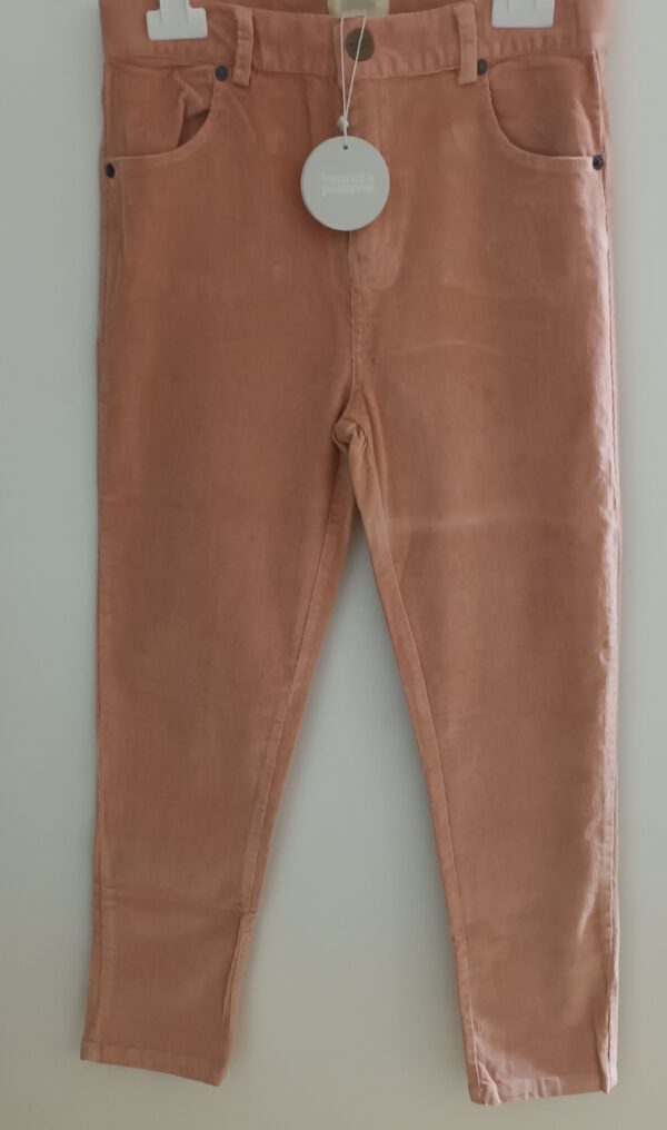 Pantalon- Bonnet à Pompon- Velours de Coton- Rose- 12 ans