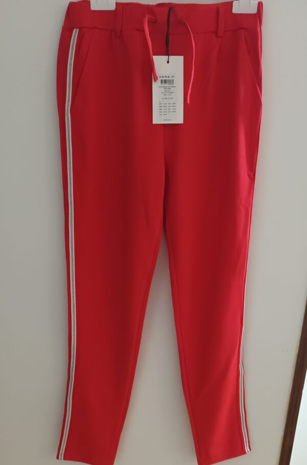 Pantalon-Name It-Rouge- Ruban blanc- Argent- 12 ans