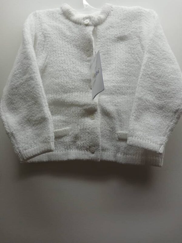 Cardigan Blanc- Absorba- Nacré- Maille-12 Mois