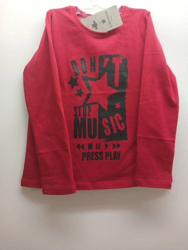 T-Shirt -Canada House Kids- Rouge-Motif " Don' t Stop the Music"- 5ans