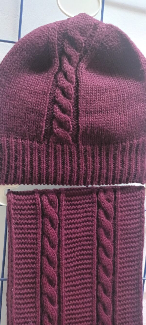 Ensemble Bonnet et Écharpe- Lola Palacios- Tricot torsadé- Taille S