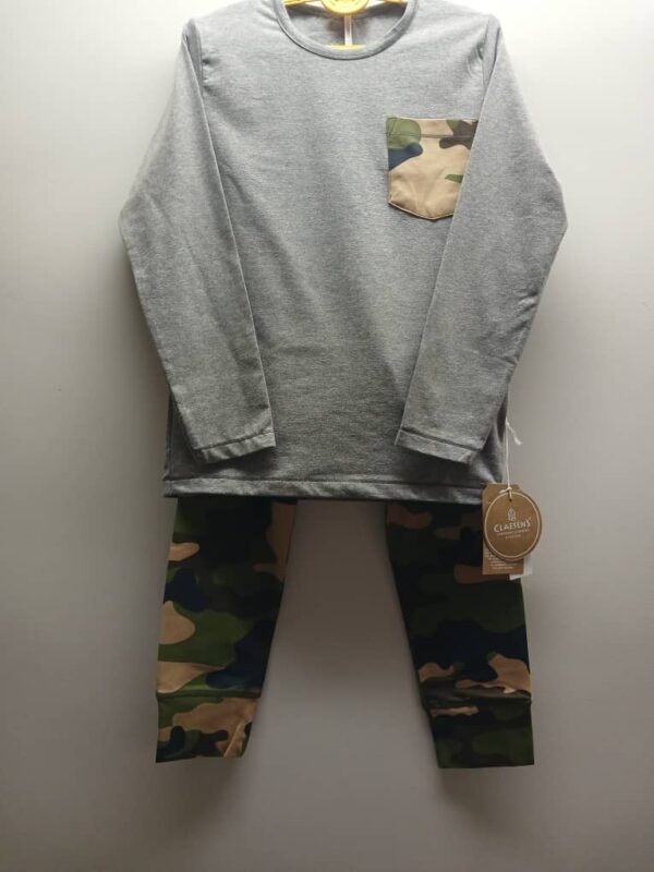Pyjamas-Claesen's-Haut Gris- Bas Imprimé Camouflage- 8ans
