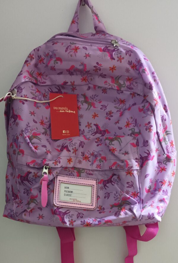 Sac à dos- Du Pareil Au Même-Rose à Dessins- Capuche intégrée.