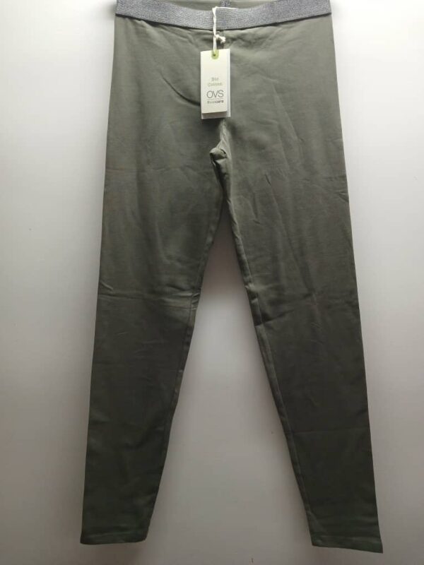 Legging- OVS- Vert Kaki- Ceinture Élastique Argenté-14 /15 ( 170 cm)